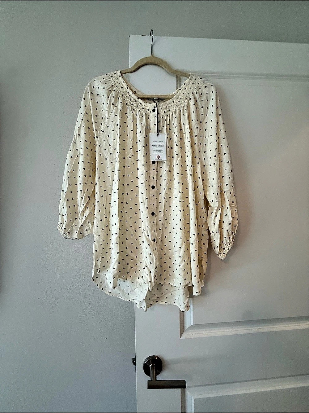 The Nice Over Patch Floral Blouse in Cream & Black Size Medium NWT